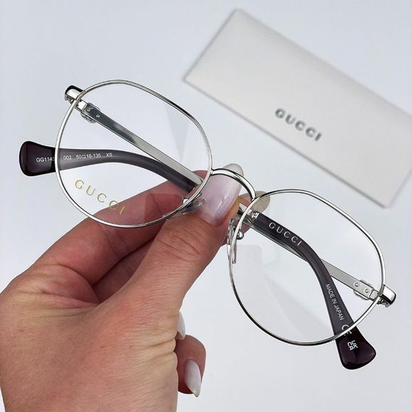 Gucci GG1145O 002 Eyeglasses  Silver Oval Metal Women - Picture 1 of 13